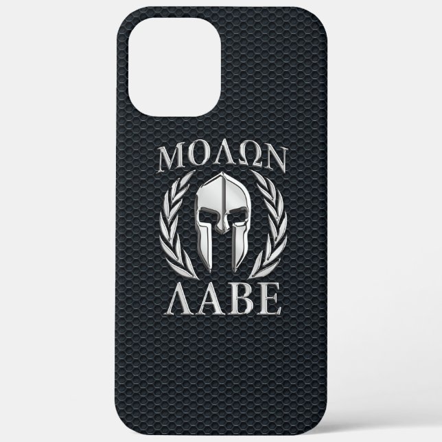 Molon Labe Chrome Spartan Helmet on Grille Case-Mate iPhone Case (Back)