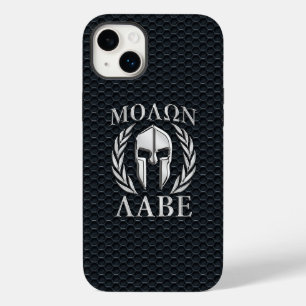 Molon Labe Chrome Spartan Helmet on Grille Case-Mate iPhone 14 Plus Case