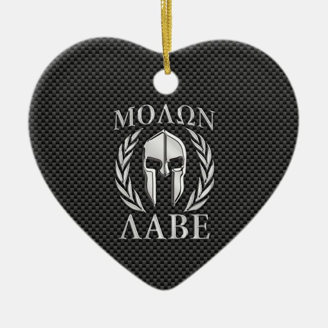 Molon Labe Chrome Style Spartan Armour Carbon Ceramic Ornament (Front)