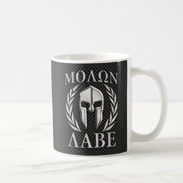 Molon Labe Chrome Style Spartan Armour Carbon Coffee Mug (Right)