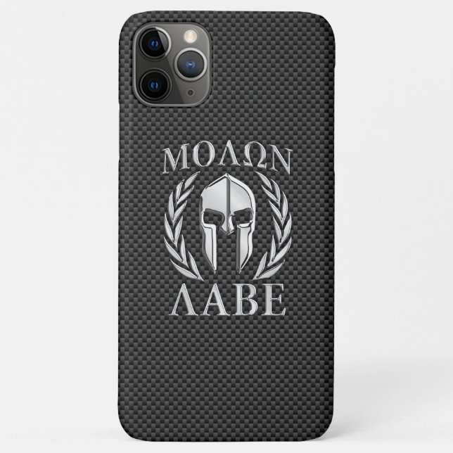 Molon Labe Chrome Style Spartan Armour Carbon Fibr Case-Mate iPhone Case (Back)