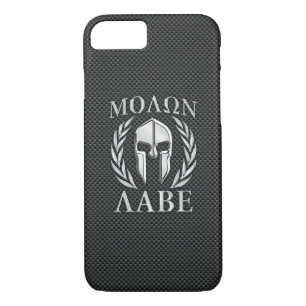 Molon Labe Chrome Style Spartan Armour Carbon Fibr iPhone 8/7 Case