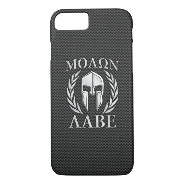 Molon Labe Chrome Style Spartan Armour Carbon Fibr Case-Mate iPhone Case (Back)