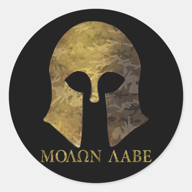 Molon Labe, Come and Take Them (camo version) Classic Round Sticker (Front)