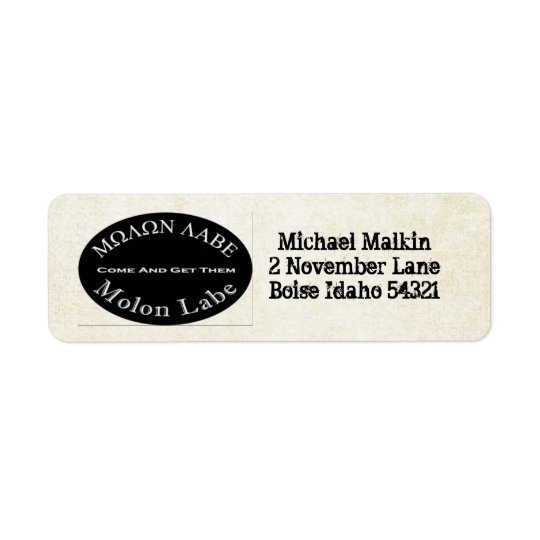 Molon Labe Come and Take Them Quote Return Address Label