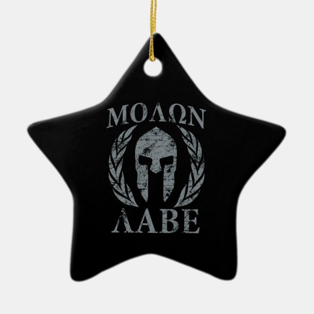 Molon Labe Grunge Spartan Armour Ceramic Ornament (Front)