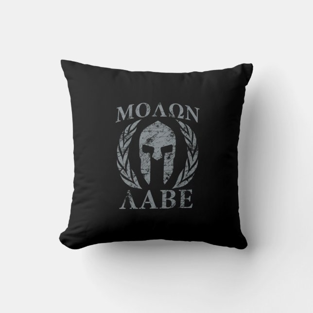 Molon Labe Grunge Spartan Armour Throw Pillow (Front)