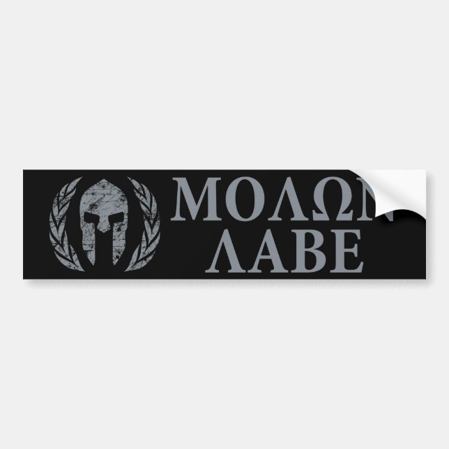 Molon Labe Grunge Spartan Helmet Bumper Sticker (Front)