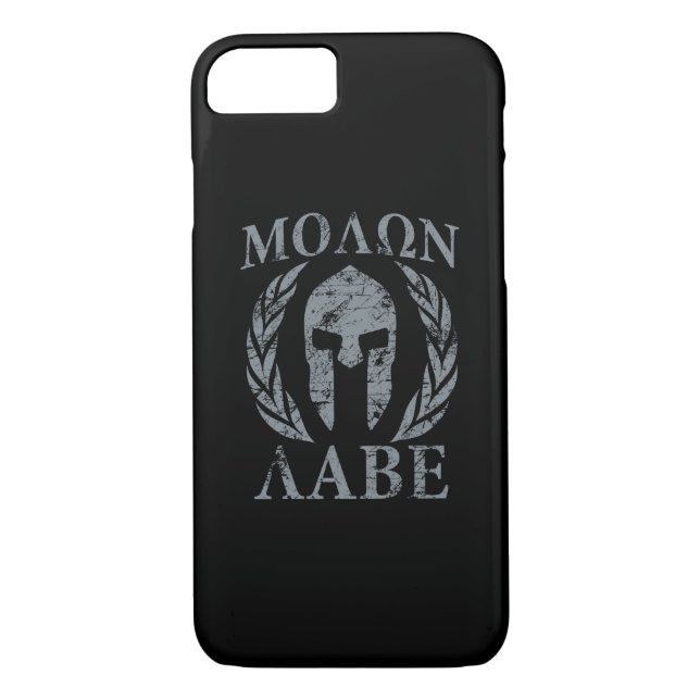 Molon Labe Grunge Spartan Helmet Case-Mate iPhone Case (Back)
