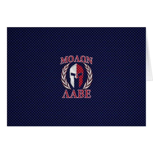 Molon Labe Guerrier Masque bleu fibre de carbone I (Devant horizontal)