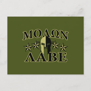 Molon Labe Spartan 5 stars Olive Green Postcard