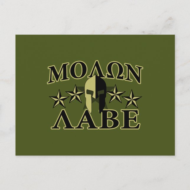 Molon Labe Spartan 5 stars Olive Green Postcard (Front)