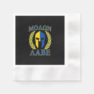 Molon Labe Spartan Armour Laurels Yellow Blue Napkin