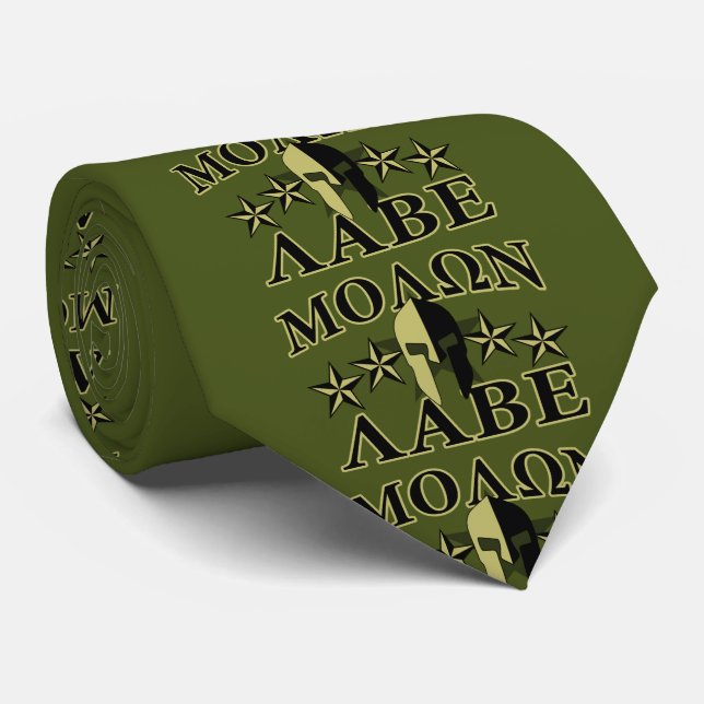 Molon Labe Spartan Helmet 5 stars Tie (Rolled)