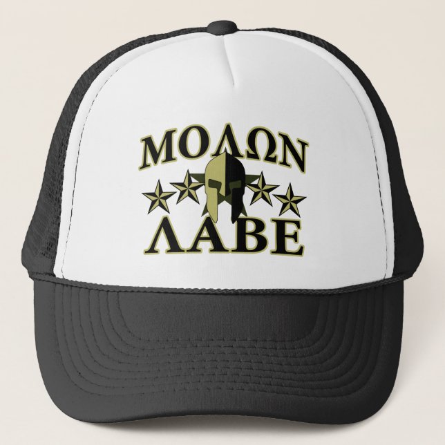 Molon Labe Spartan Helmet 5 stars Trucker Hat (Front)