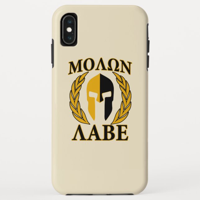 Molon Labe Spartan Helmet Laurels Beige Case-Mate iPhone Case (Back)