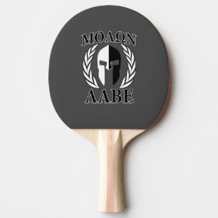 Molon Labe Spartan Helmet Laurels Black Ping Pong Paddle