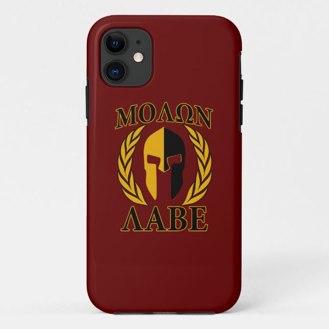 Molon Labe Spartan Helmet Laurels Burgundy Accent Case-Mate iPhone Case (Back)