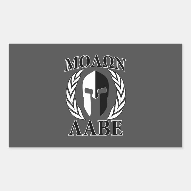 Molon Labe Spartan Helmet Laurels Charcoal Sticker (Front)