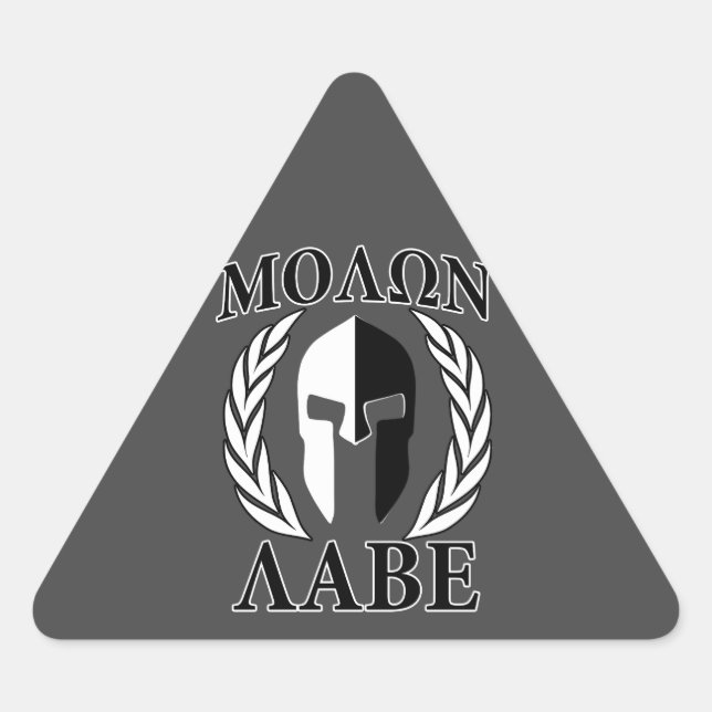 Molon Labe Spartan Helmet Laurels Charcoal Triangle Sticker (Front)