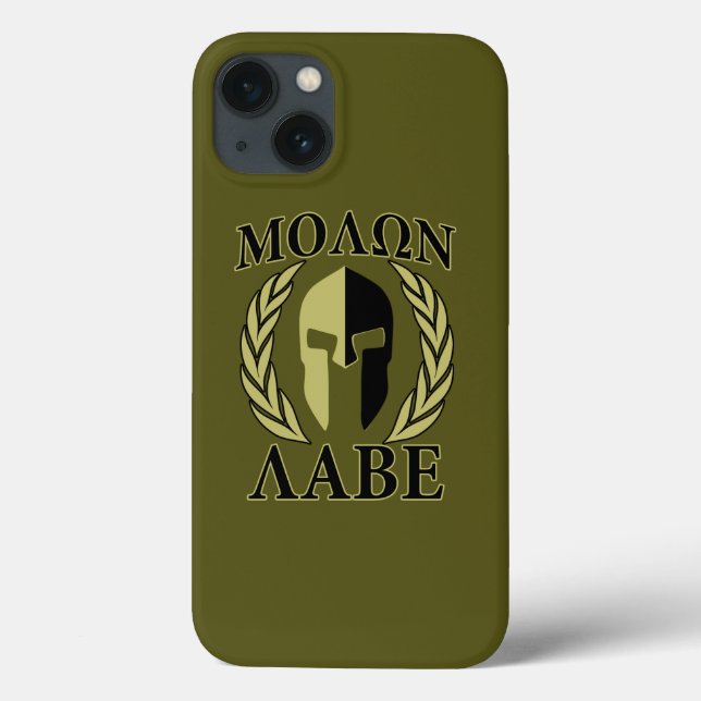 Molon Labe Spartan Helmet Laurels Olive Green Case-Mate iPhone Case (Back)
