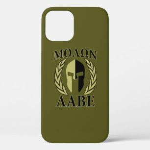 Molon Labe Spartan Helmet Laurels Olive Green Deco iPhone 12 Case