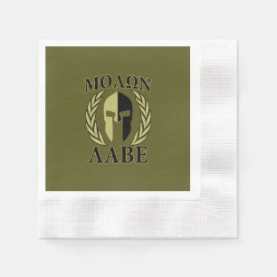 Molon Labe Spartan Helmet Laurels Olive Green Deco Napkin