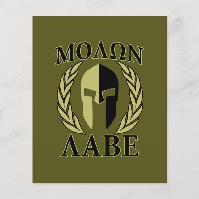 Molon Labe Spartan Helmet Laurels Olive Green Flyer (Front)