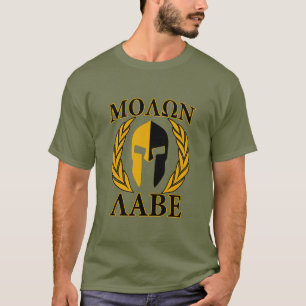 Molon Labe Spartan Helmet Laurels Warm Beige T-Shirt