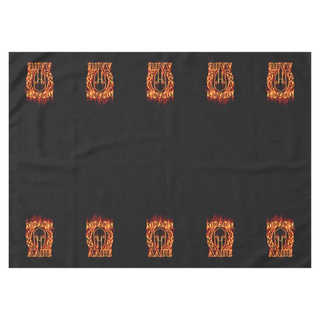 Molon Labe Spartan Hot Warrior on Fire on Black Tablecloth (Front (Horizontal))