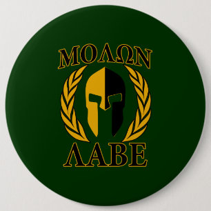 Molon Labe Spartan Laurels Forest Green Decor 6 Inch Round Button