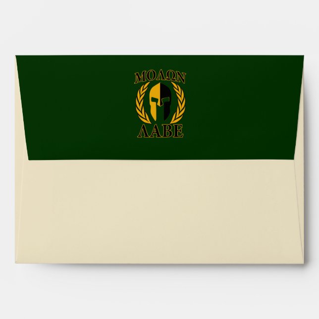 Molon Labe Spartan Laurels Forest Green Decor Envelope (Back (Top Flap))