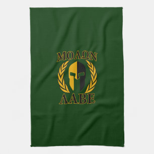 Molon Labe Spartan Laurels on Forest Green Kitchen Towel