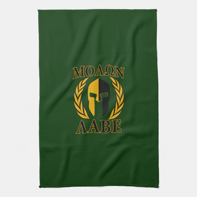 Molon Labe Spartan Laurels on Forest Green Kitchen Towel (Vertical)
