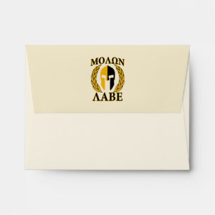 Molon Labe Spartan Mask Laurels Beige Accent Envelope