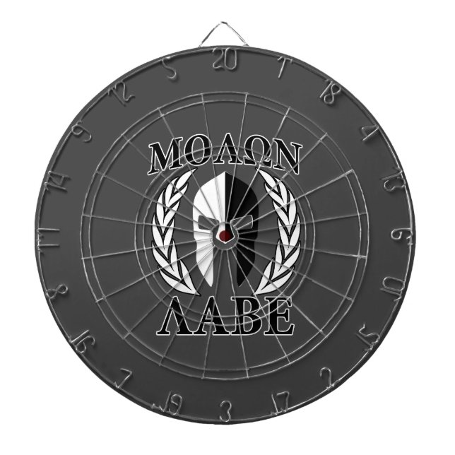 Molon Labe Spartan Mask Laurels Black & White Dartboard (Front)
