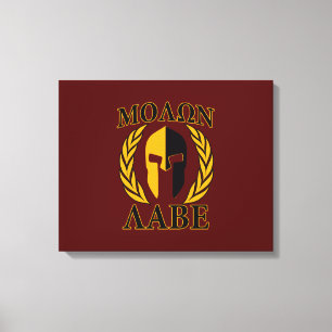 Molon Labe Spartan Mask Laurels Burgundy Canvas Print