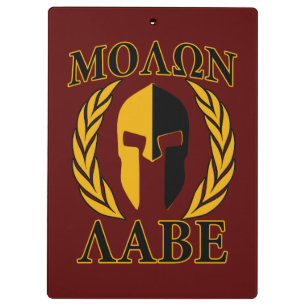 Molon Labe Spartan Mask Laurels Burgundy Clipboard
