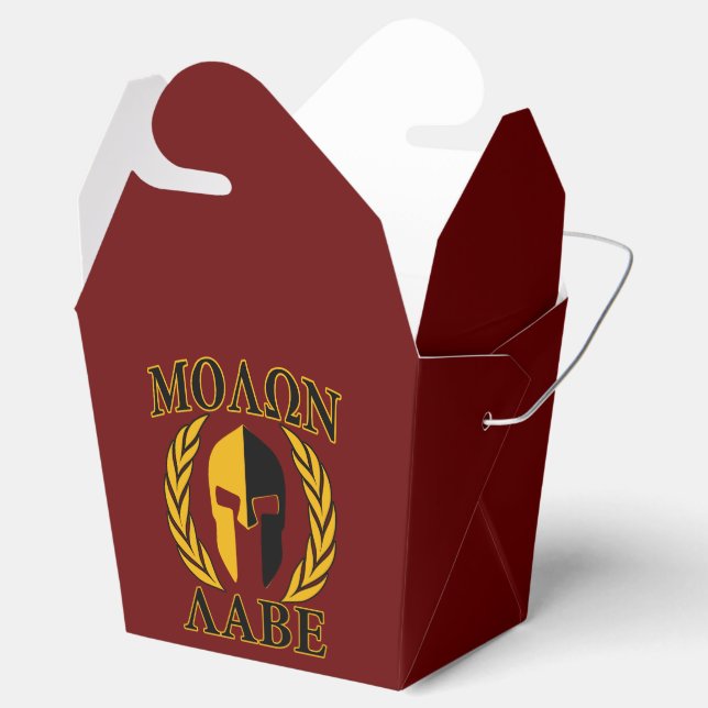 Molon Labe Spartan Mask Laurels Burgundy Decor Favor Box (Opened)