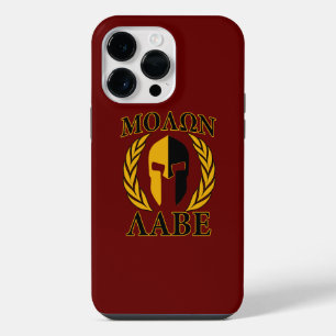 Molon Labe Spartan Mask Laurels Burgundy Decor iPhone 14 Pro Max Case