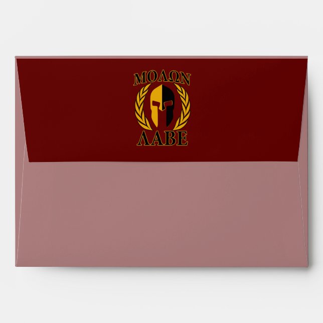 Molon Labe Spartan Mask Laurels Burgundy Envelopes (Back (Top Flap))