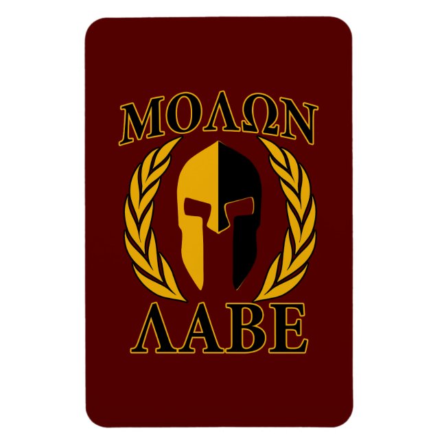 Molon Labe Spartan Mask Laurels Burgundy Magnet (Vertical)