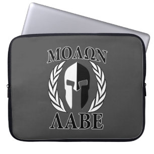 Molon Labe Spartan Mask Laurels Monochrome Laptop Sleeve