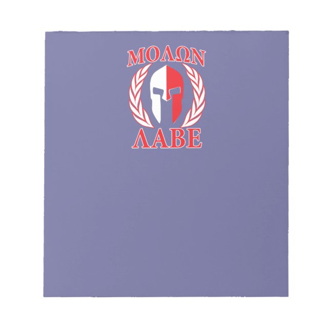 Molon Labe Spartan Mask Laurels Navy Blue Notepad (Front)