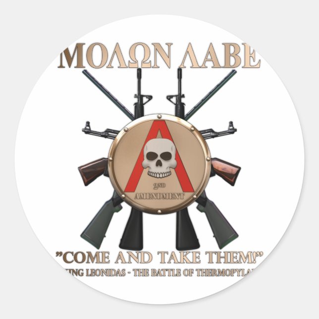 Molon Labe - Spartan Shield Classic Round Sticker (Front)