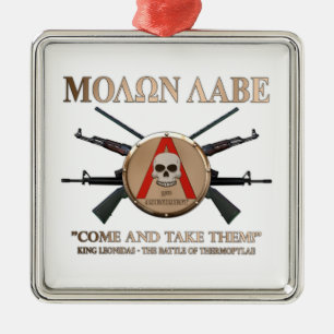 Molon Labe - Spartan Shield Metal Ornament