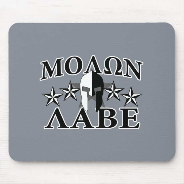 Molon Labe Spartan Warrior 5 stars Black White Mouse Pad (Front)