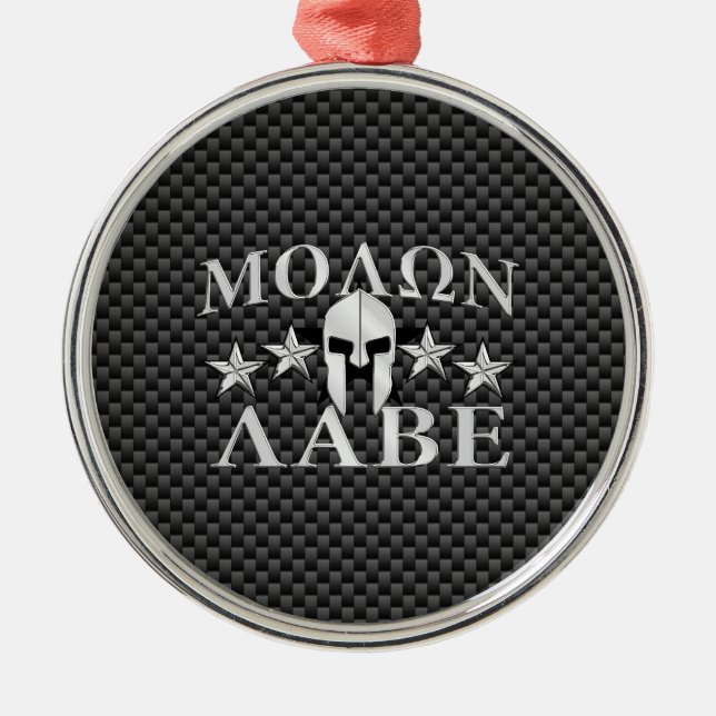 Molon Labe Spartan Warrior 5 stars Carbon Metal Ornament (Front)