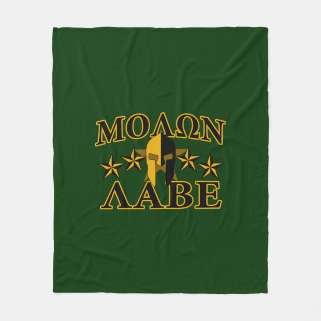 Molon Labe Spartan Warrior 5 stars green Fleece Blanket (Front)
