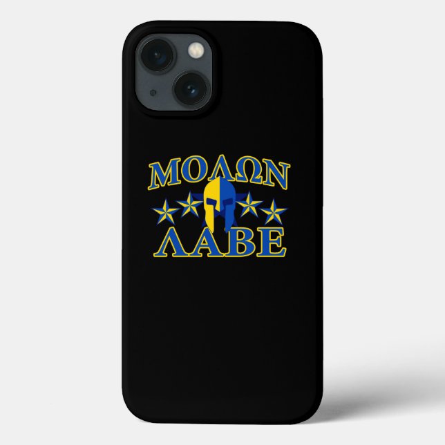 Molon Labe Spartan Warrior 5 stars Yellow Blue Case-Mate iPhone Case (Back)
